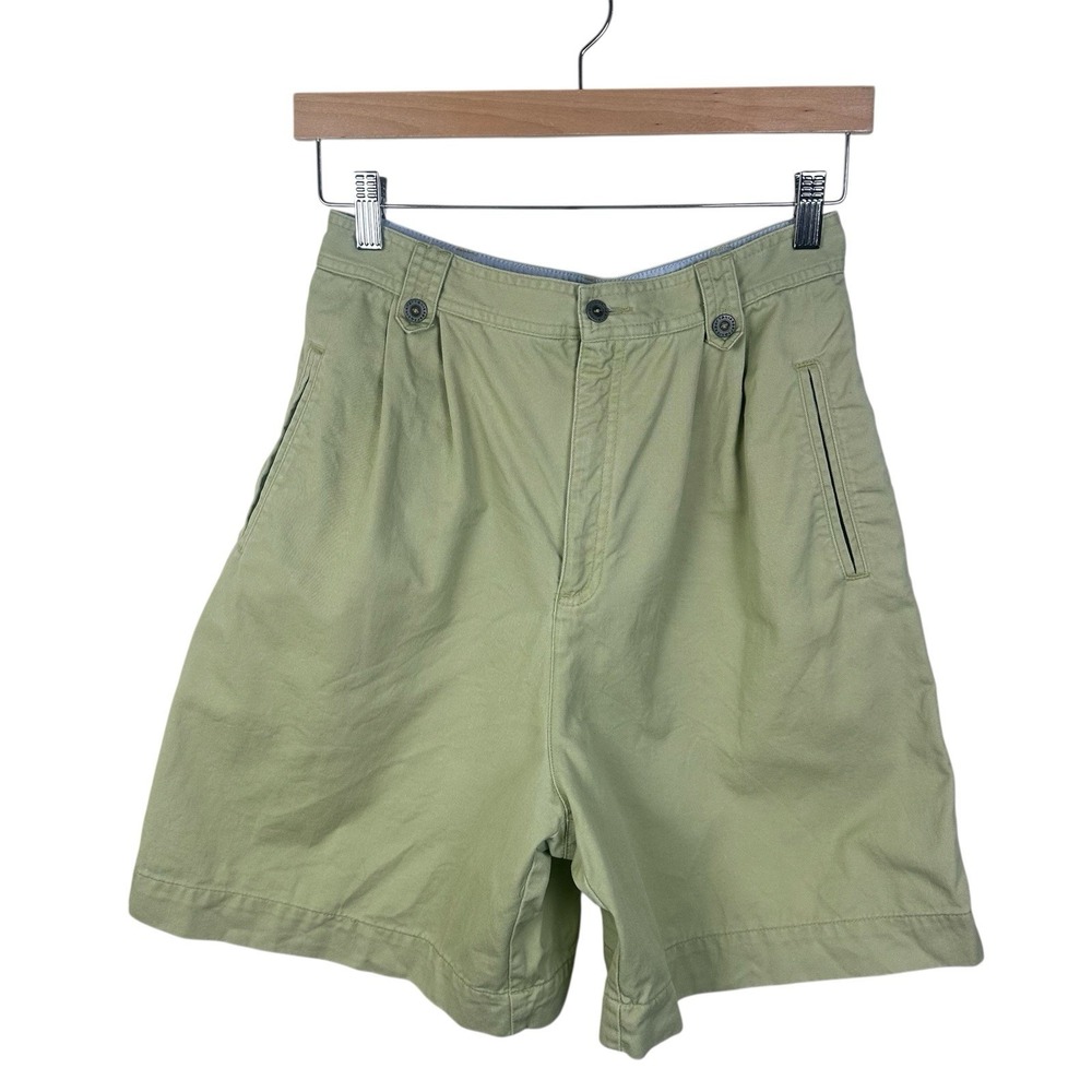 Vintage Lizsport Olive Green High Waist Bermuda Shorts Women's 10 Twill 90s‎ Y2K